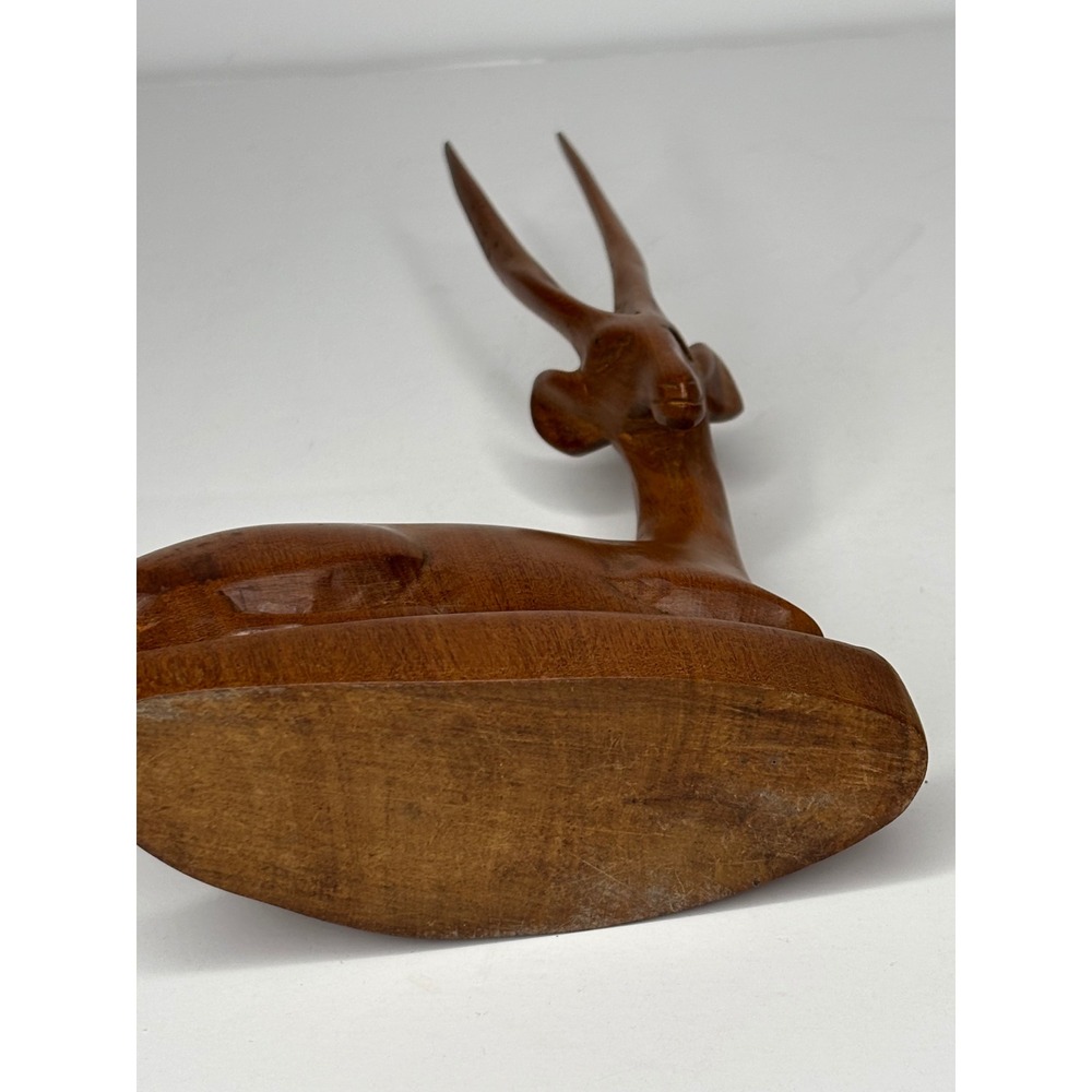 Gazelle Figurines Set of 2 Brown‎ Wood Hand Carved Vintage Pair AS IS - Picture 13 of 16